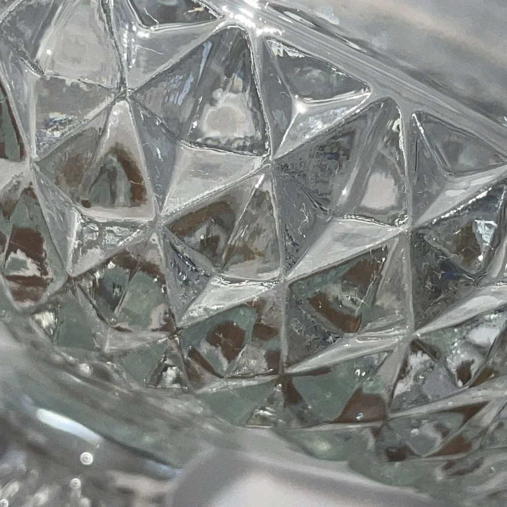 Vintage Indiana Glass Pedestal Compote Candy‎ Dish Diamond Point Pattern 1960s